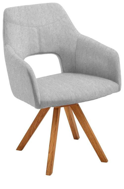 ARMLEHNSTUHL drehbar  in Webstoff  - Eichefarben/Grau, Design, Holz/Textil (57/84/57cm) - Voleo