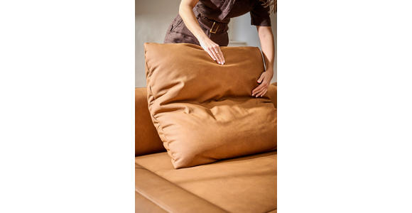 ECKSOFA  in Echtleder Hellbraun  225/355 cm  - Hellbraun/Anthrazit, Design, Leder/Metall (225/355cm) - Johann Jakob