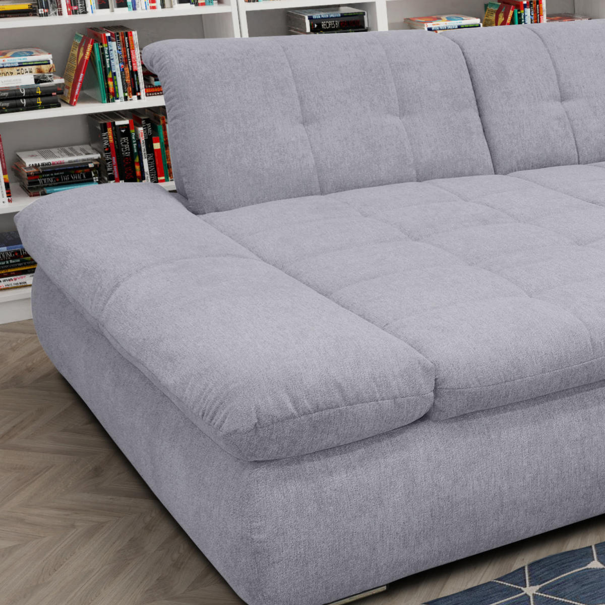 WOHNLANDSCHAFT Grau Mikrofaser  - Chromfarben/Grau, KONVENTIONELL, Textil/Metall (172/353/216cm) - MID.YOU