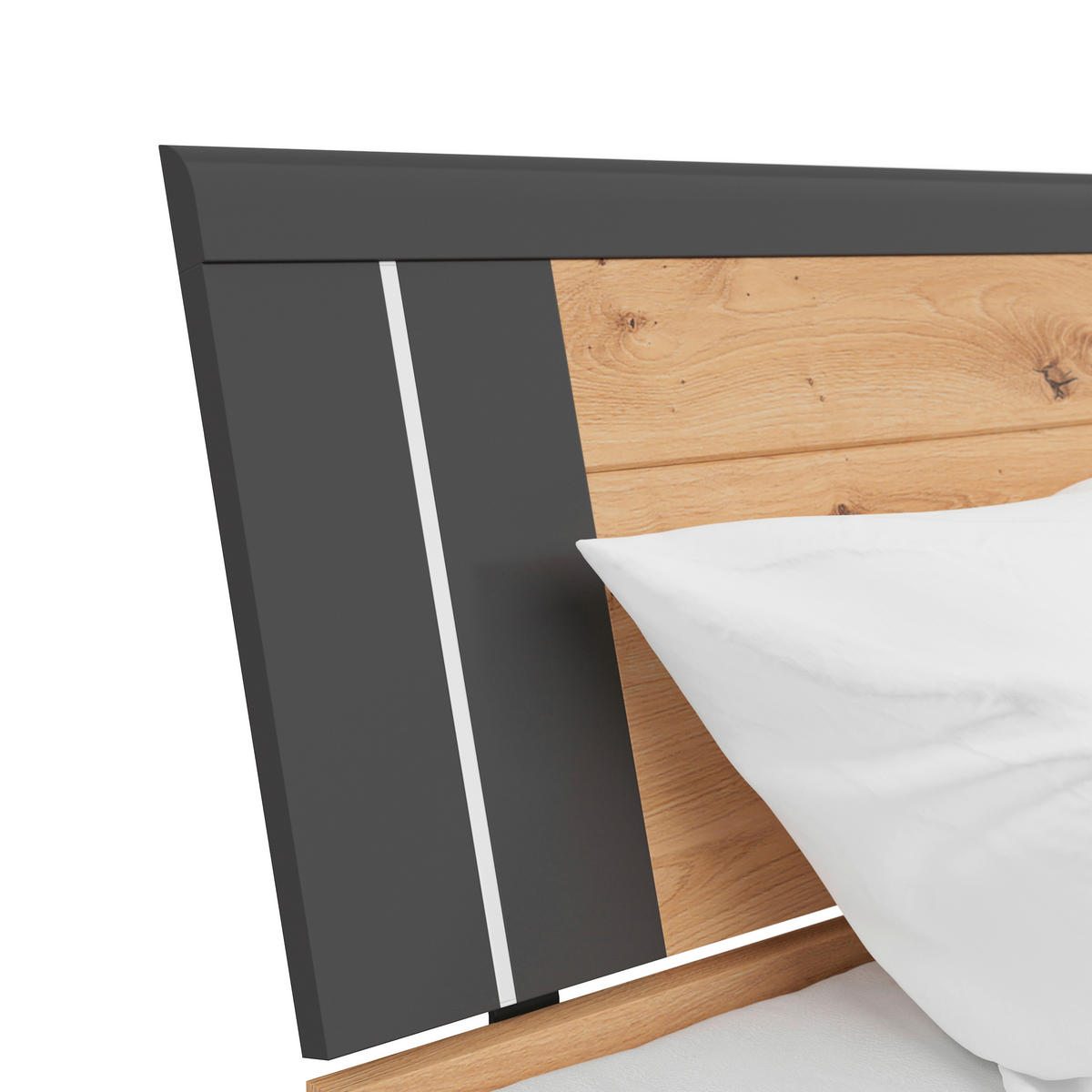 STAURAUMBETT 180/200 cm  in Graphitfarben, Eiche Artisan  - Graphitfarben/Eiche Artisan, KONVENTIONELL, Holzwerkstoff (180/200cm)