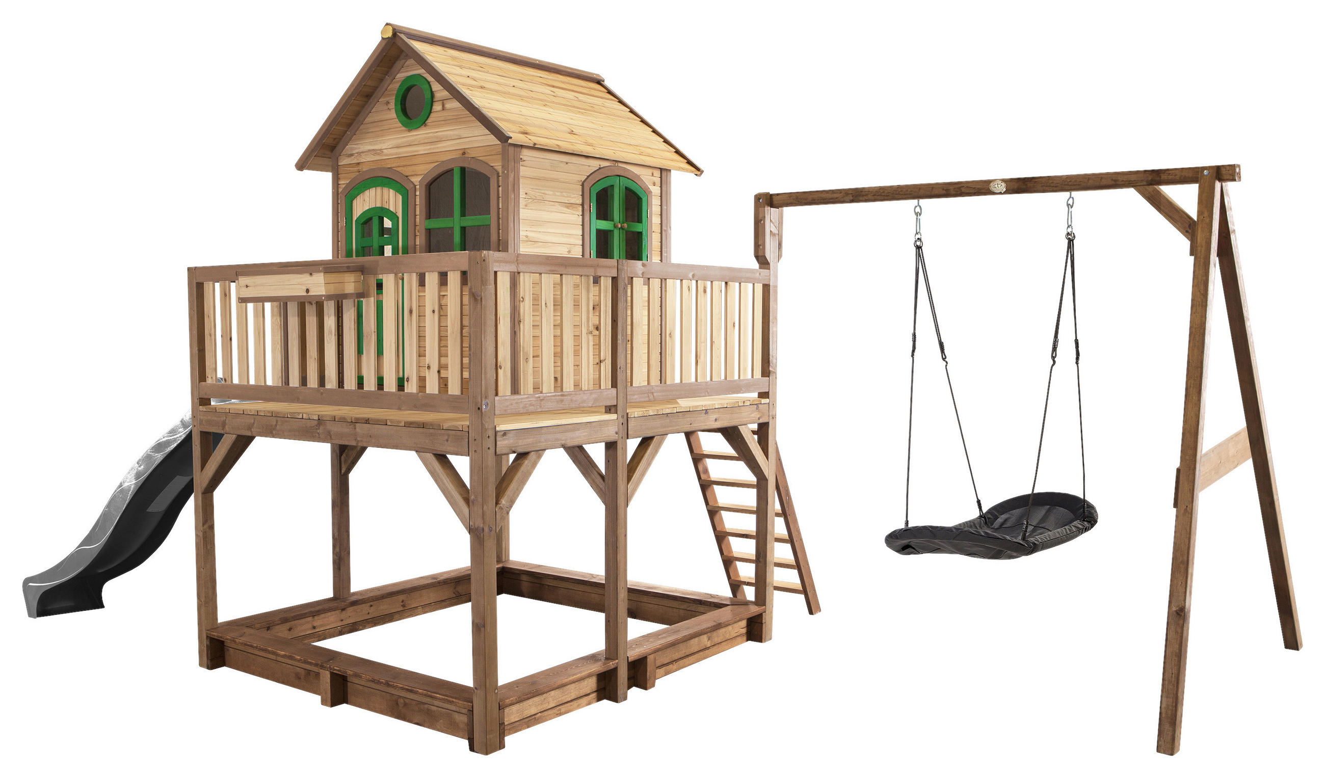 SPIELTURM 613/291/277 cm  - Braun/Grau, Konventionell, Holz (613/291/277cm)