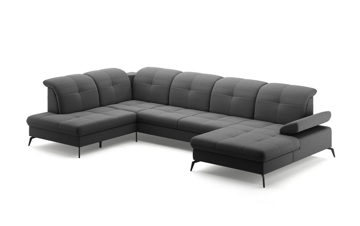 WOHNLANDSCHAFT in Flachgewebe Dunkelgrau  - Dunkelgrau/Schwarz, Konventionell, Textil/Metall (231/357/185cm) - Sit & More
