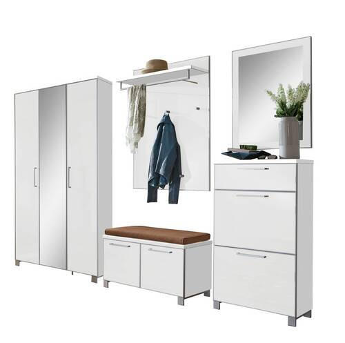 GARDEROBE 6-teilig  in 245/195/40 cm  - Taupe/Weiß, Design, Glas/Holzwerkstoff (245/195/40cm)