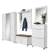 GARDEROBE 6-teilig  in 245/195/40 cm  - Taupe/Weiss, Design, Glas/Holzwerkstoff (245/195/40cm)