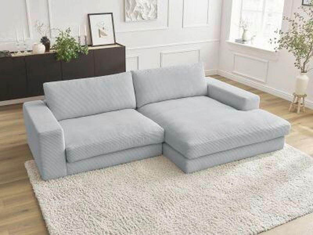 ECKSOFA  LEONARD Hellgrau Cord  - Hellgrau/Schwarz, MODERN, Kunststoff/Textil (274/159cm)