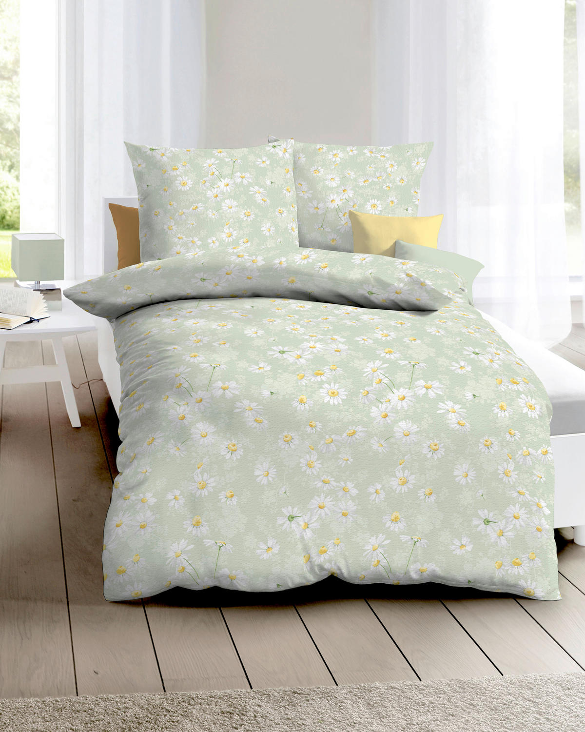 POSTELJNINA Gänseblümchen 140/200 cm mečkanka zelena  - zelena, Konvencionalno, tekstil (140/200cm) - Kaeppel