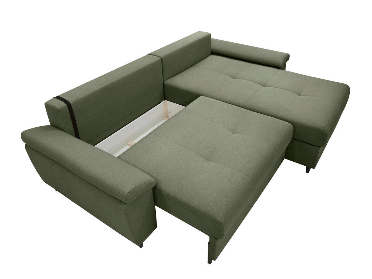ECKSOFA GORDES in Grün  - Schwarz/Grün, Design, Holz/Textil (248/174cm) - MID.YOU