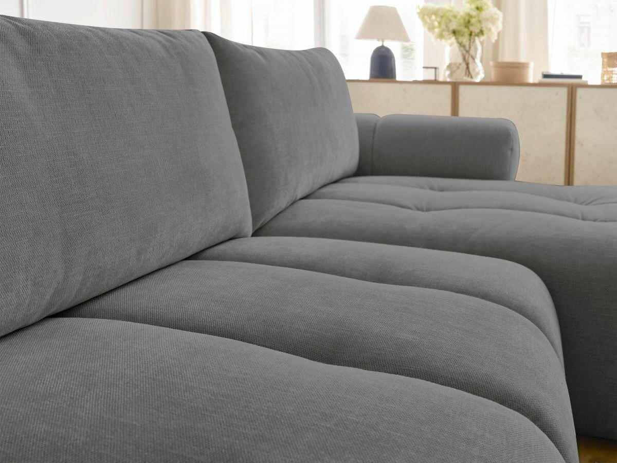 ECKSCHLAFSOFA FUJI Leinenoptik Dunkelgrau  inkl.  - Dunkelgrau/Schwarz, MODERN, Kunststoff/Textil (292/160cm)