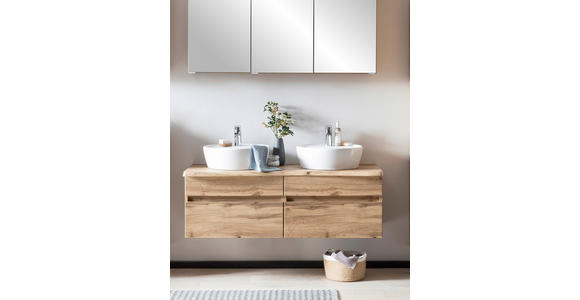 WASCHTISCHKOMBI 121 cm  - Eiche Wotan/Weiß, Natur, Keramik/Holzwerkstoff (121cm) - Xora