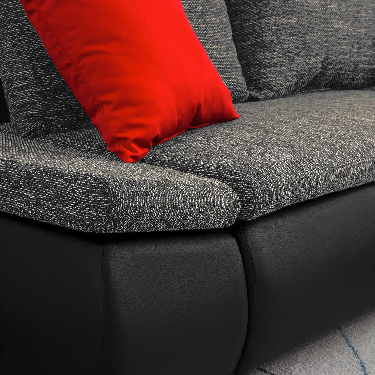 ECKSOFA Grau, Schwarz Textilgeflecht  - Chromfarben/Schwarz, Design, Textil (266/175cm) - Livetastic