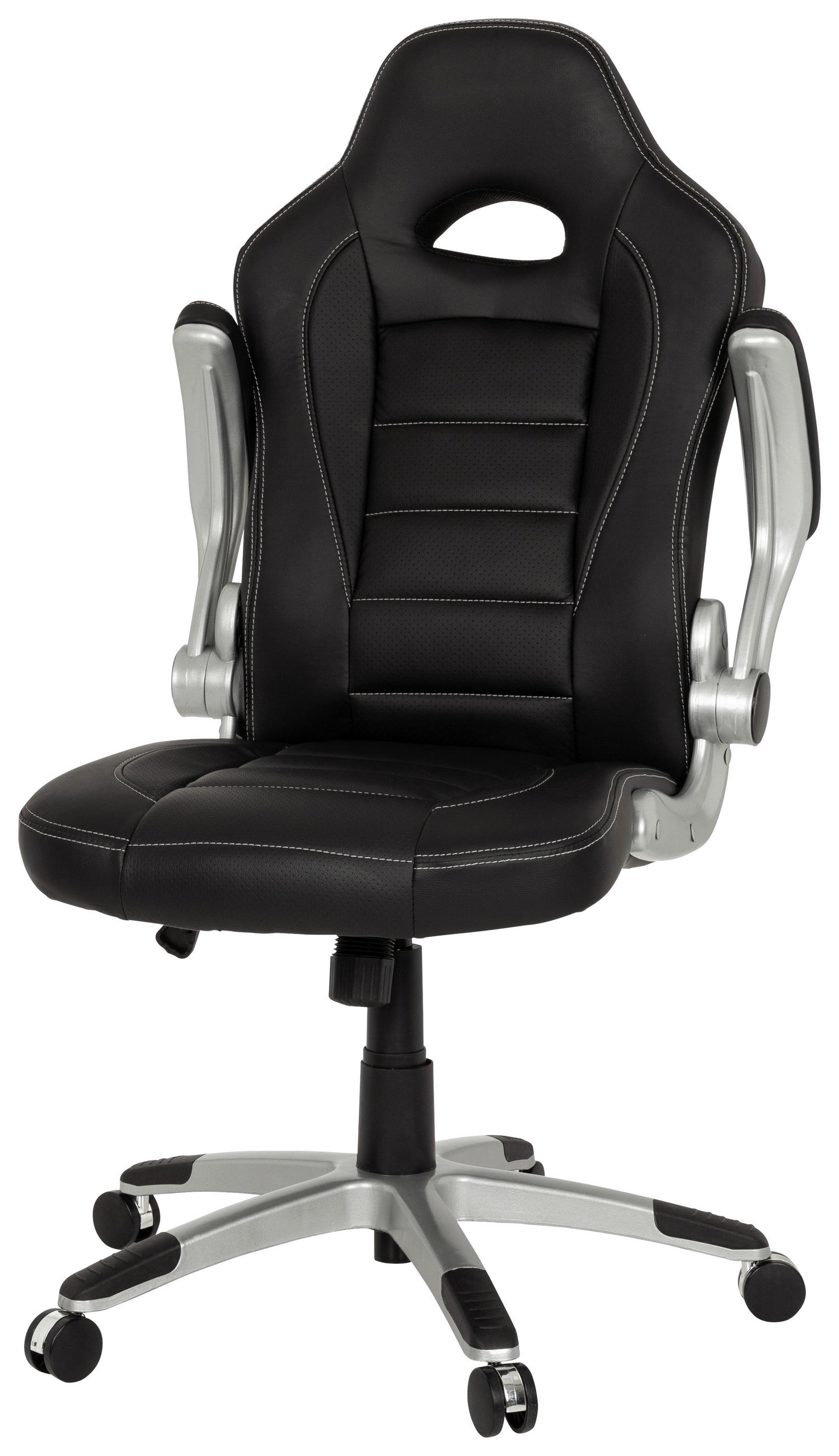 Thumbnail - Mid.you Gamingstuhl, Schwarz, Kunststoff, Textil, Drehkreuz, 64x118x57 cm, Wippmechanik mit Härtegradeinstellung, Kinder...