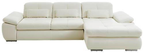 ECKSOFA in Echtleder Weiss  - Weiss/Edelstahlfarben, Design, Leder/Metall (325/195cm) - Beldomo Speed