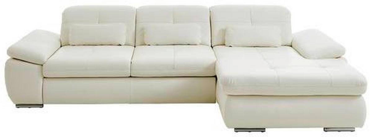 ECKSOFA in Echtleder Weiß  325/195 cm  - Edelstahlfarben/Weiß, Design, Leder/Metall (325/195cm) - Beldomo Speed