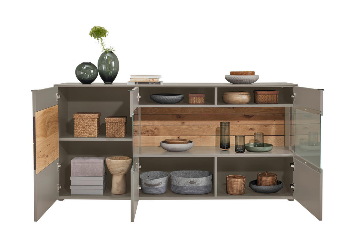 SIDEBOARD Eichefarben, Hellgrau  181,9/87,9/45,2 cm  - Eichefarben/Hellgrau, Design, Glas/Holz (181,9/87,9/45,2cm) - Dieter Knoll