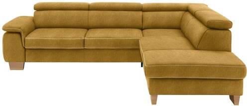 ECKSOFA in Mikrofaser Currygelb  - Currygelb/Eichefarben, Natur, Holz/Textil (273/226cm) - Beldomo System
