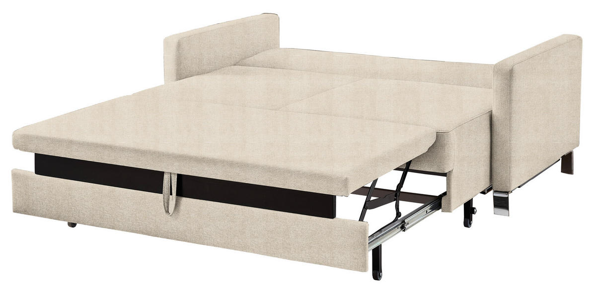 SCHLAFSOFA Flexa Feincord Beige  inkl. Rückenkissen, Bettkasten, Schlaffunktion, Rücken echt, Relaxfunktion, Stauraum  - Chromfarben/Beige, Design, Textil/Metall (140/90/95cm) - Bali