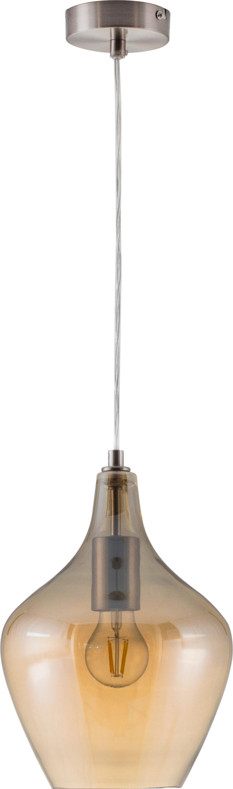 HÄNGLAMPA Paso 22/150 cm  - nickelfärgad, Design, metall/glas (22/150cm) - Globo