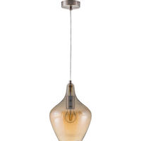 HÄNGELEUCHTE 22/150 cm    - Nickelfarben, Design, Glas/Metall (22/150cm) - Globo