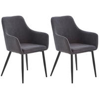 ARMLEHNSTUHL-SET 2 Stück  in Eisen Mikrofaser  - Schwarz/Grau, KONVENTIONELL, Textil/Metall (59/88,5/60,5cm) - Livetastic
