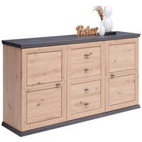 ŠIROKÁ KOMODA, farba duba, tmavosivá, 160/89,5/43 cm - farba duba/antracitová, Lifestyle, kov/kompozitné drevo (160/89,5/43cm) - Hom`in