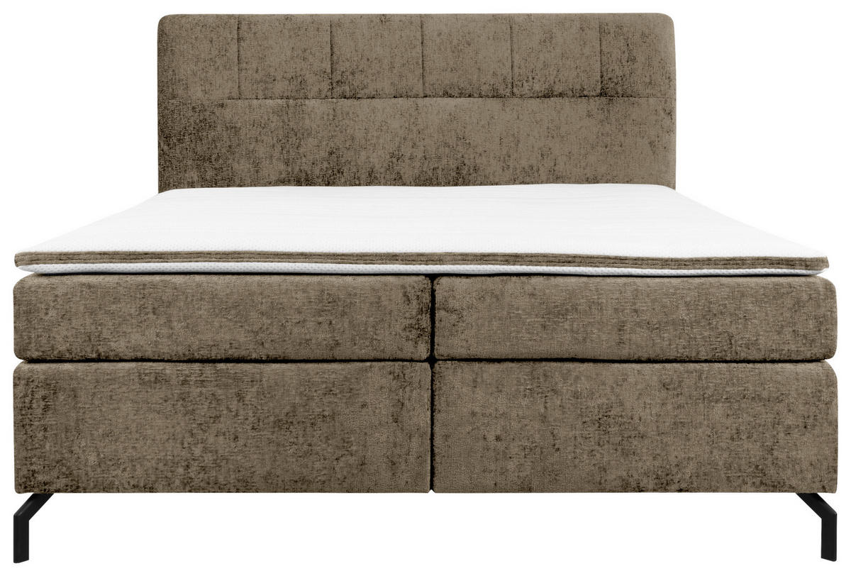 BOXSPRINGBETT 160/200 cm  in Schlammfarben  - Schlammfarben/Schwarz, Design, Textil/Metall (160/200cm) - Esposa
