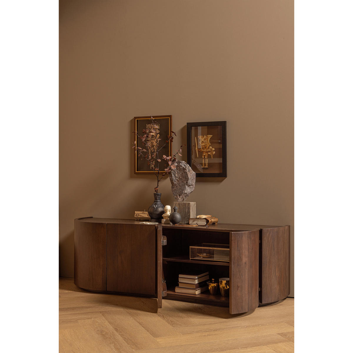 KOMMODE Sense  in 160/50/46 cm  - Walnussfarben, Design, Holz (160/50/46cm) - Livetastic