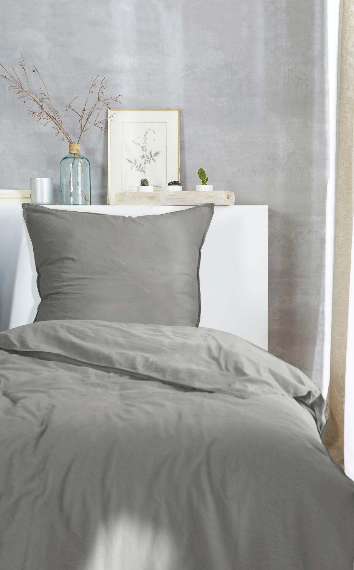 BETTWÄSCHE Flanell 155/220 cm  - Graphitfarben, Basics, Textil (155/220cm)