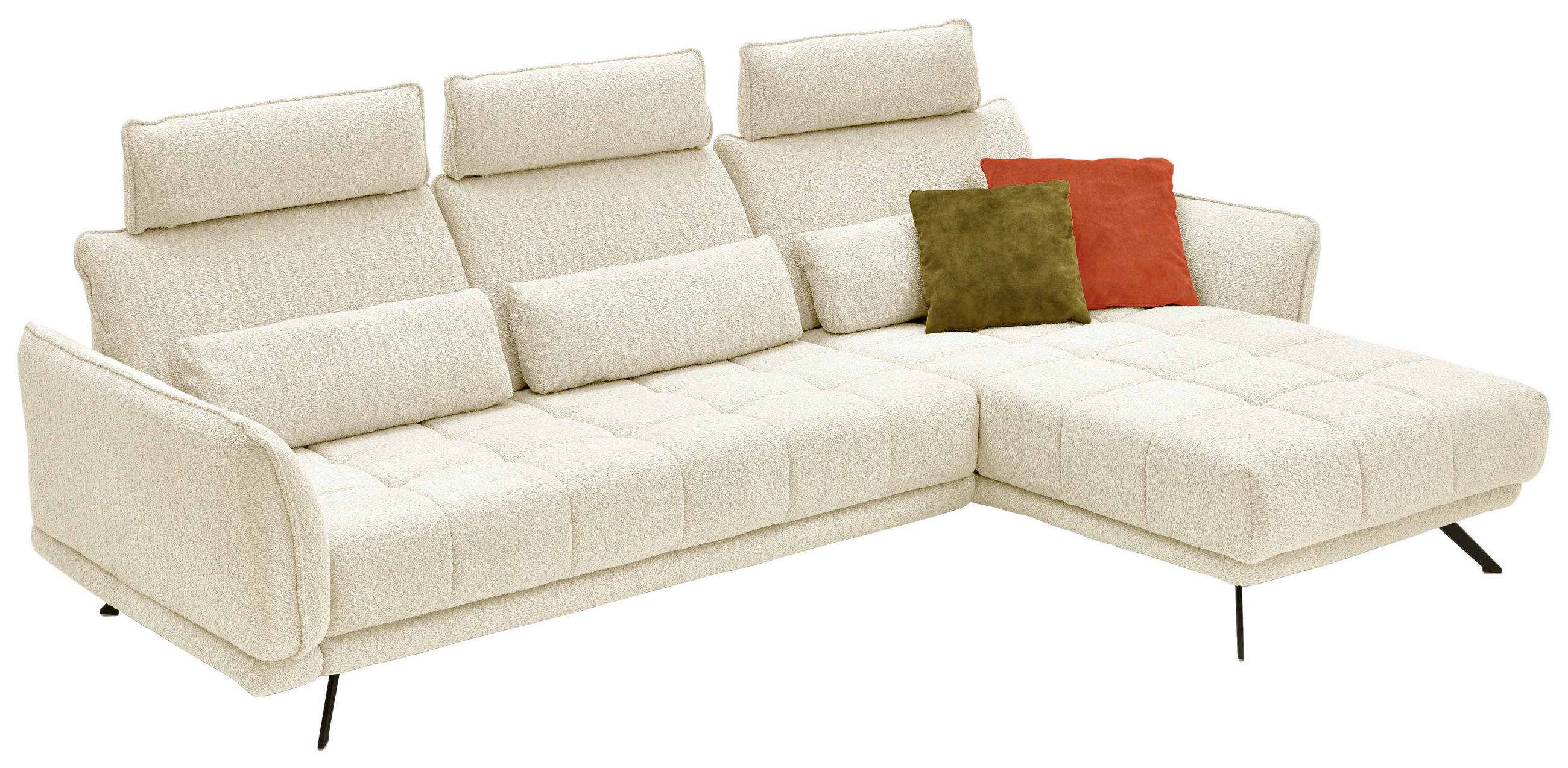 ECKSOFA in Chenille Naturfarben  - Schwarz/Naturfarben, Konventionell, Textil/Metall (285/178cm) - Carryhome
