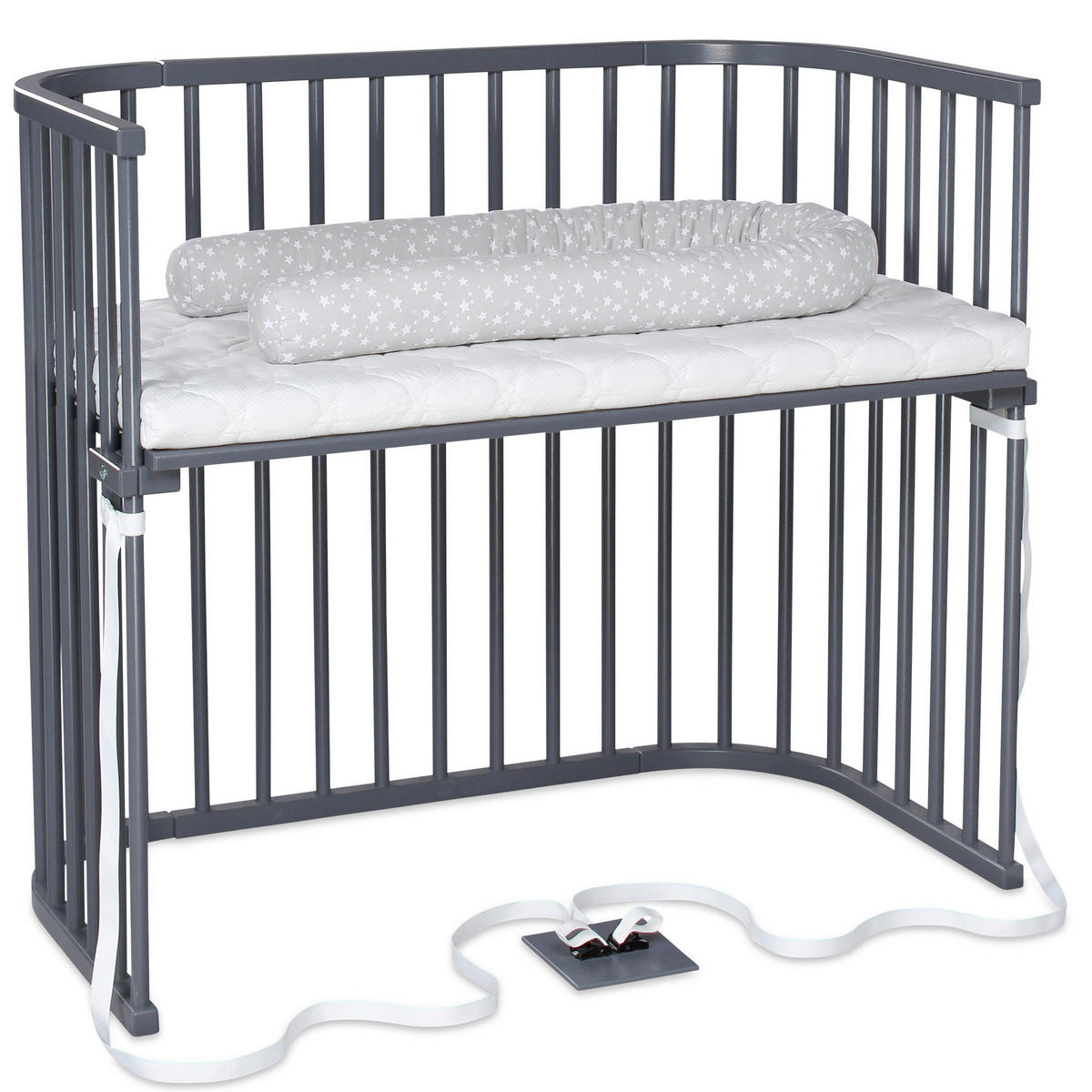 BEISTELLBETT 110/62/96,50 cm  - Grau, Basics, Holz (110/62/96,50cm) - Babybay