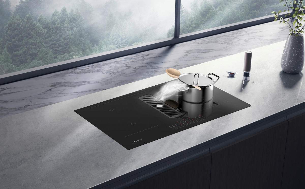 HÄLL MED INBYGGD KÖKSFLÄKT 2300630835201-45  - svart, Basics, glas (83/20/51,5cm) - Respekta