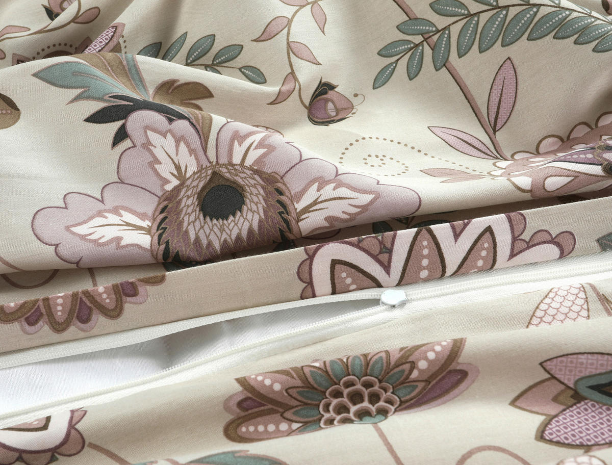 WENDEBETTWÄSCHE 2-teilig Satin 140/200 cm  - Ecru/Salbeigrün, Basics, Textil (140/200cm) - Novel