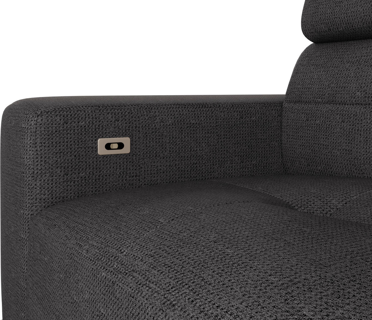 ECKSOFA Anthrazit Chenille  - Anthrazit/Schwarz, KONVENTIONELL, Textil/Metall (264/178cm) - Hom`in