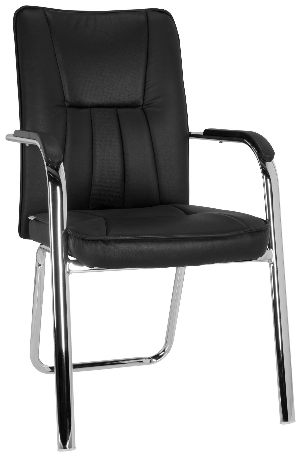 BESÖKSSTOL  i läderimitation svart  - kromfärg/svart, Modern, metall/textil (55/94/44cm) - MID.YOU