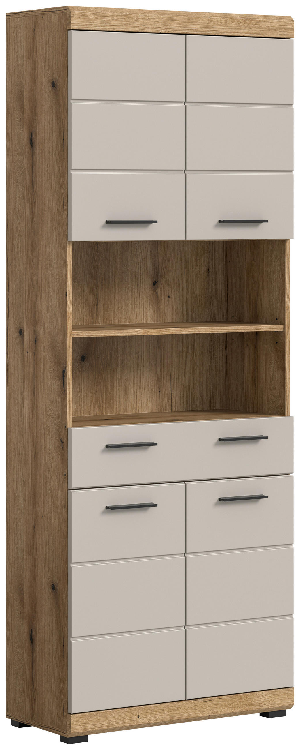 HOCHSCHRANK 74/191/31 cm  - Kaschmir/Schwarz, MODERN, Holzwerkstoff/Kunststoff (74/191/31cm) - MID.YOU