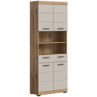 HOCHSCHRANK 74/191/31 cm  - Kaschmir/Schwarz, MODERN, Holzwerkstoff/Kunststoff (74/191/31cm) - MID.YOU