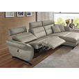 ECKSOFA in Echtleder Hellgrau  300/157 cm  - Hellgrau/Schwarz, Design, Leder/Metall (300/157cm) - Dieter Knoll
