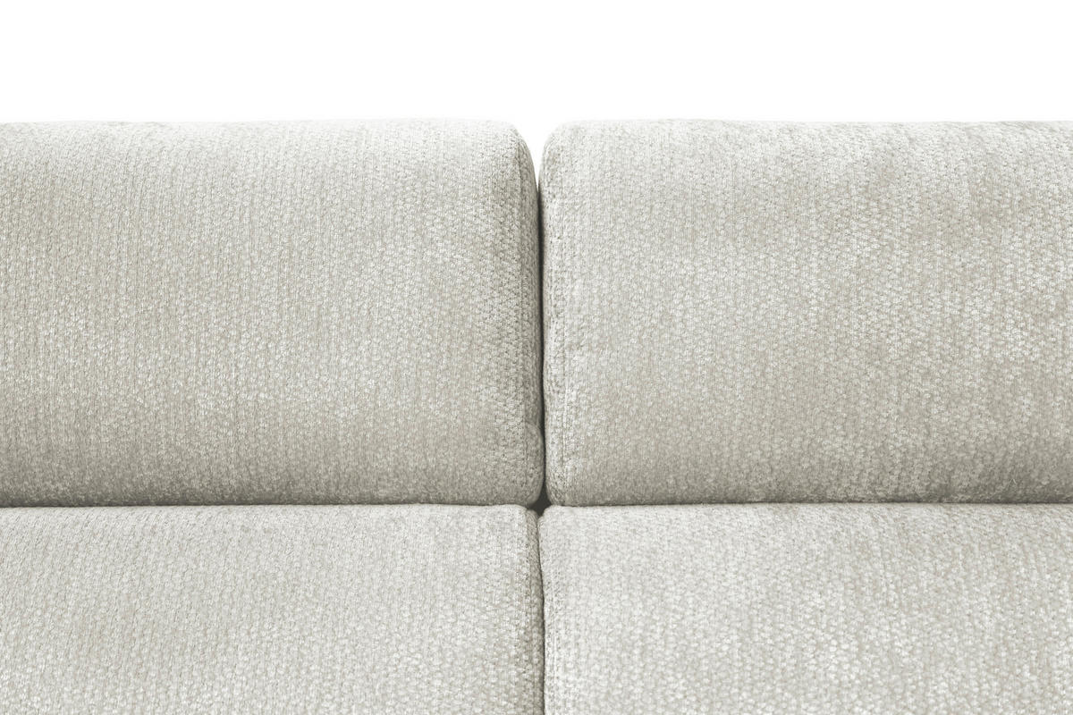 ECKSOFA Elfenbein Chenille Bettkasten, Schlaffunktion, Rücken echt, Kopfteilverstellung, Liegefläche im Originalstoff  - Elfenbein/Schwarz, KONVENTIONELL, Textil/Metall (265/206cm) - Carryhome