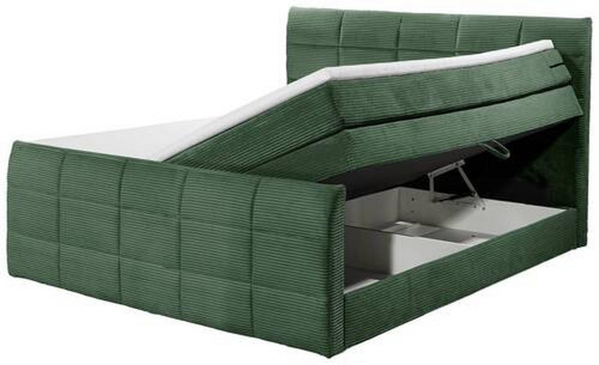 BOXSPRINGBETT 180/200 cm  in Olivgrün  - Schwarz/Olivgrün, MODERN, Holzwerkstoff/Kunststoff (180/200cm) - MID.YOU
