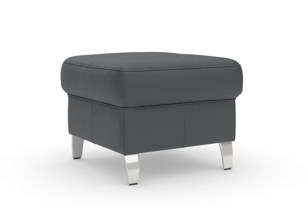HOCKER ARNGAST E Echtleder Schwarz  - Chromfarben/Schwarz, Basics, Leder/Metall (58/48/58cm) - Sit & More