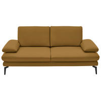 2,5-SITZER  in Echtleder Currygelb   - Currygelb/Schwarz, Design, Leder/Metall (196/86/104cm) - Dieter Knoll