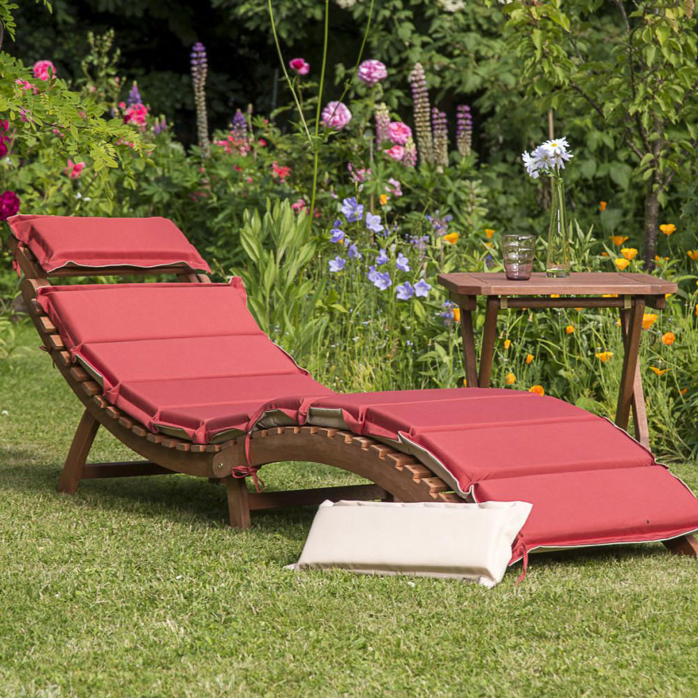 GARTENLIEGE 178/54/70 cm  - Rot/Creme, ROMANTIK / LANDHAUS, Holz/Textil (178/54/70cm) - Gardenson