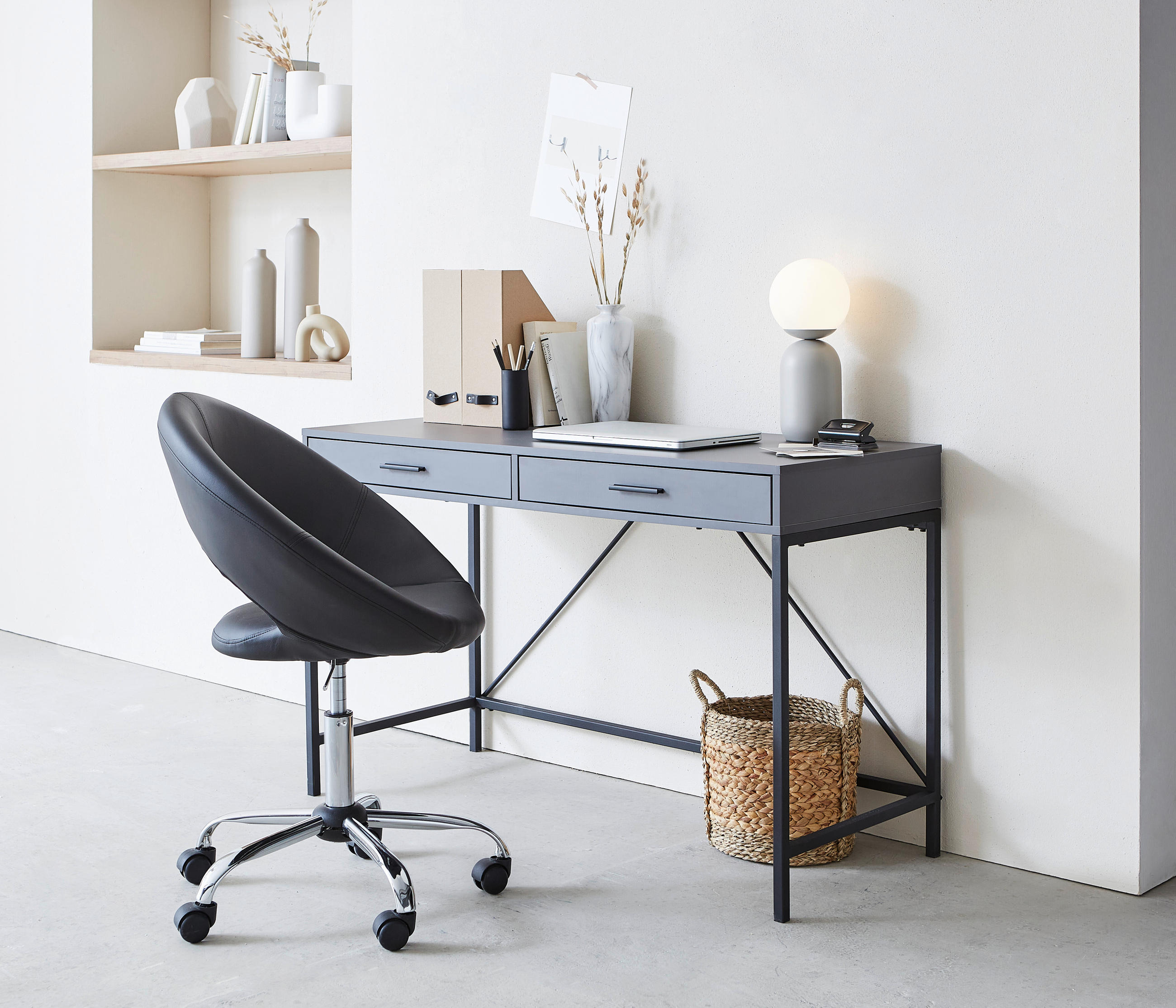 SCHREIBTISCH 120/50/76 cm  in Dunkelgrau  - Dunkelgrau, Design, Holz/Metall (120/50/76cm) - Hom`in