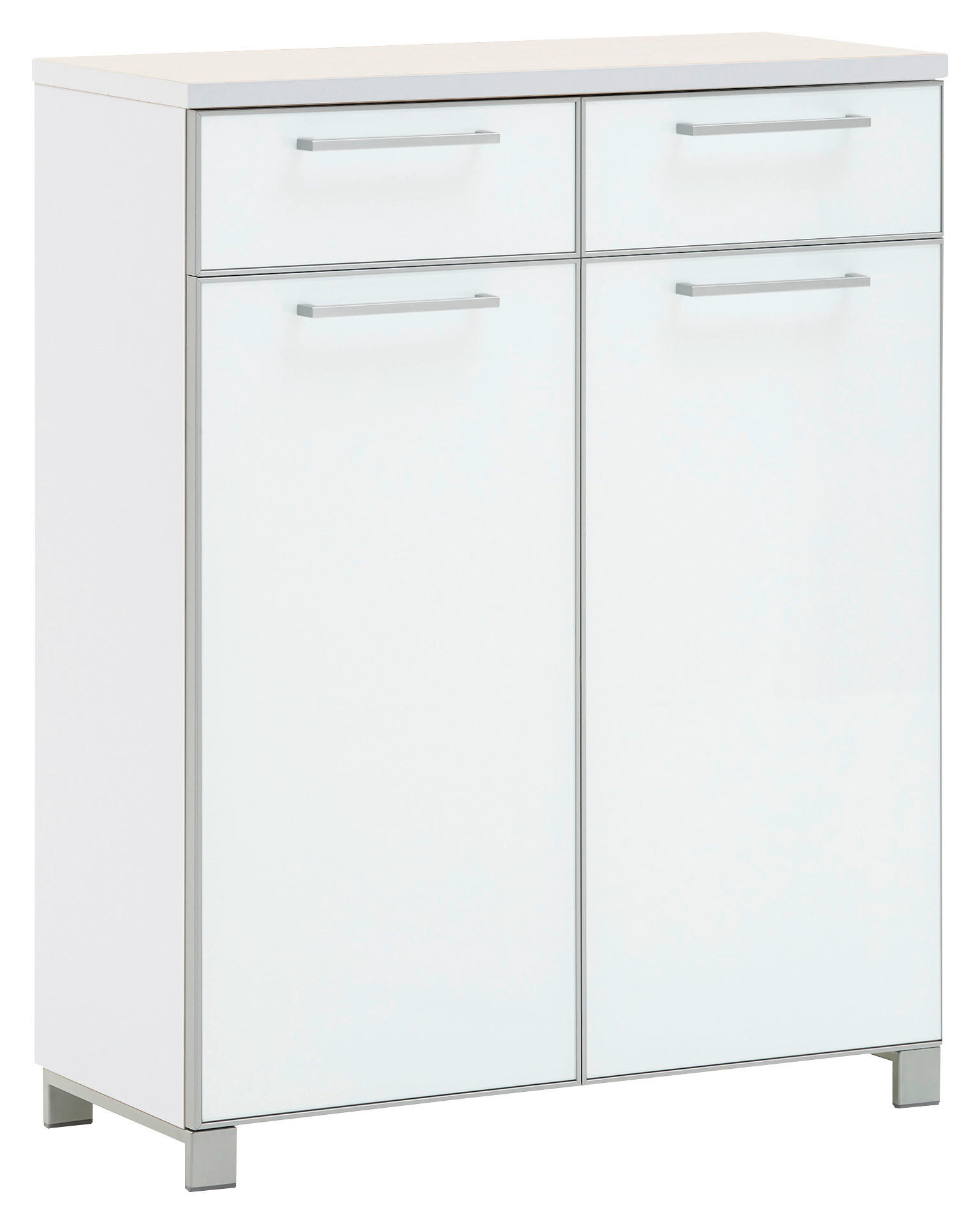 SCHUHSCHRANK Weiß  - Chromfarben/Alufarben, Design, Glas/Holz (84/108/37cm)