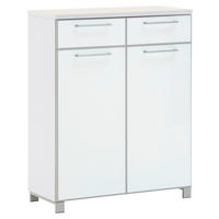 SCHUHSCHRANK Weiß  - Chromfarben/Alufarben, Design, Glas/Holz (84/108/37cm)