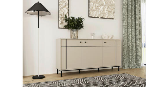 SIDEBOARD in 160,2/81,8/37 cm - Kaschmir/Schwarz, MODERN, Holzwerkstoff/Kunststoff (160,2/81,8/37cm) - Carryhome