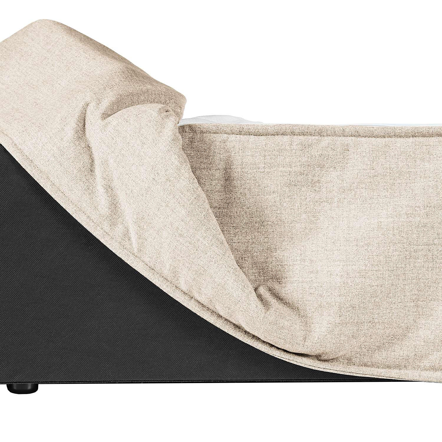 Thumbnail - home24 Boxspringbett, Beige, Textil, H2 + H3, 7-Zonen, Höhe ca. 24 cm, 180x220 cm, gepolstertes Kopfteil, Topper durchge...