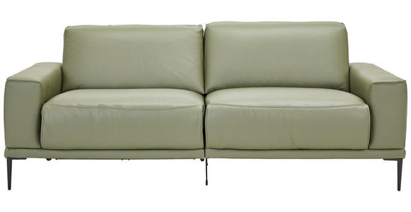 2,5-SITZER in Leder Olivgrün  - Schwarz/Olivgrün, Design, Leder/Metall (200/102/92cm) - Johann Jakob