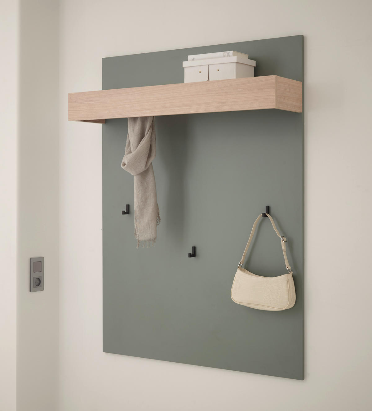 GARDEROBENPANEEL  in 100/135/25 cm  - Eichefarben/Salbeigrün, Design, Holzwerkstoff (100/135/25cm) - Modante