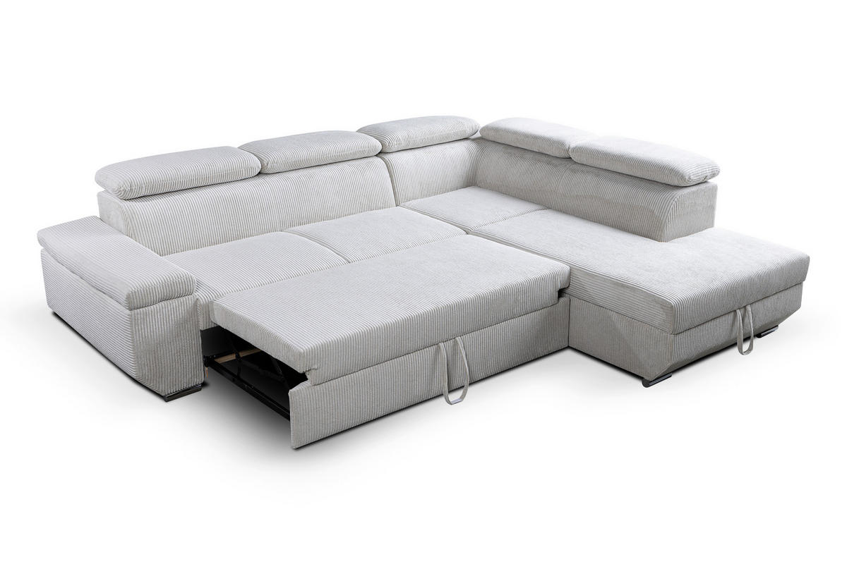 ECKSOFA LARS I Creme Cord  - Chromfarben/Creme, Design, Kunststoff/Textil (215/264cm) - Livetastic