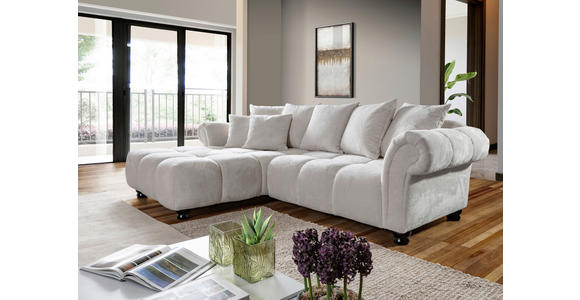 ECKSOFA  in Plüsch Weiß  190/288 cm  - Dunkelbraun/Weiß, KONVENTIONELL, Holz/Textil (190/288cm) - Carryhome